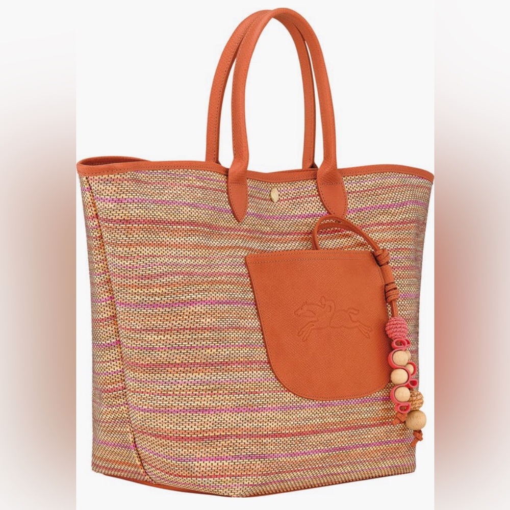 NWOT $570 Longchamp Large Le Pliage Panier Rainbow Raffia Tote in Rainbow! - Picture 4 of 8